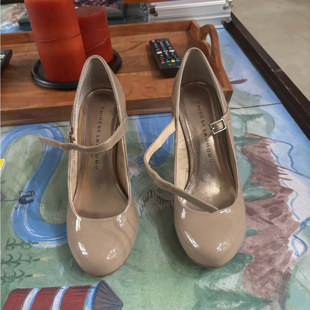 Chinese Laundry Beige Mary Jane Heels